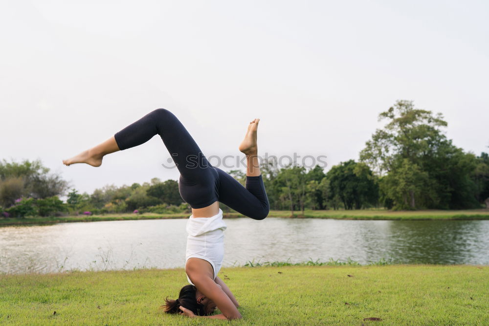 Similar – Black fit woman doing fitness acrobatics