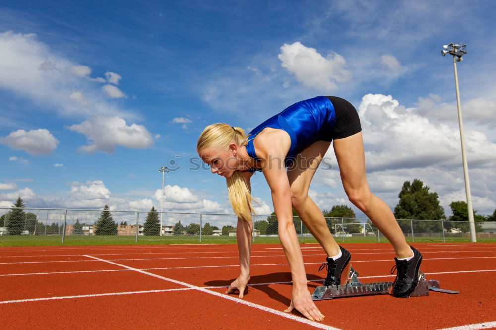 Similar – Image, Stock Photo Sportsman jumping over a hurdle