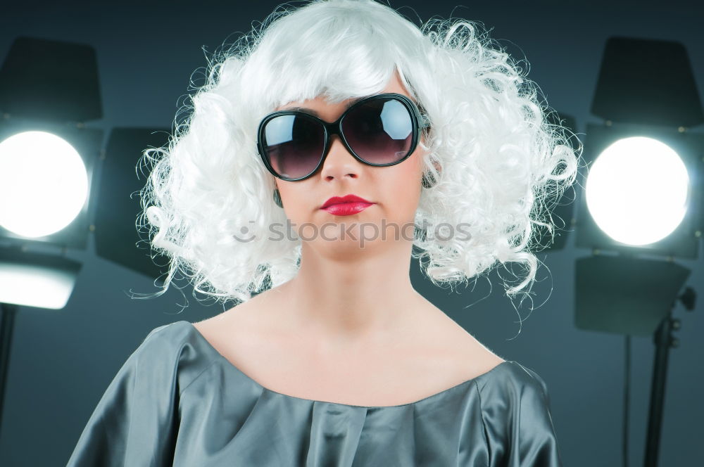 Similar – Young weird woman wearing retro glasses