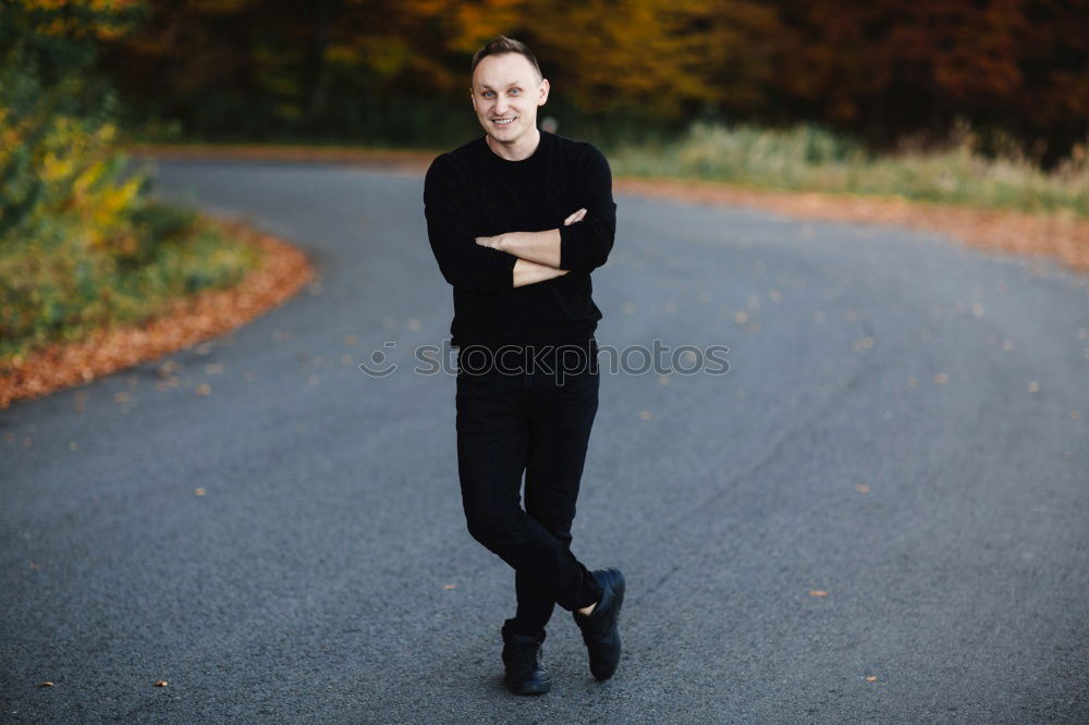 Similar – Cheerful man standing at train