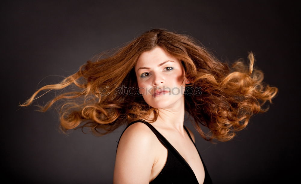 Similar – female face with long dark hair and headband