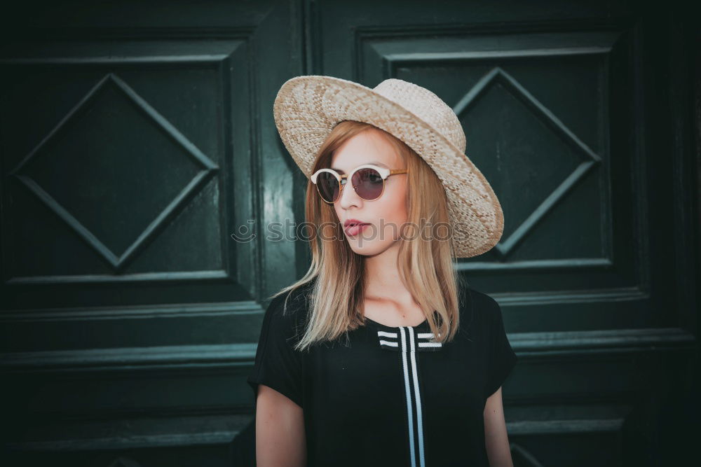 Similar – Image, Stock Photo blonde woman with hat