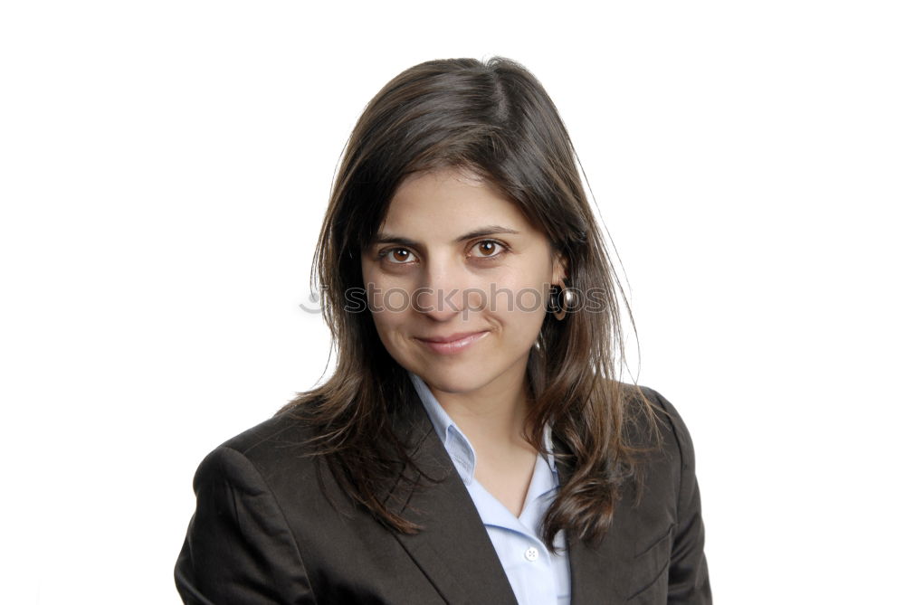 Similar – Young smiling woman in suit posing