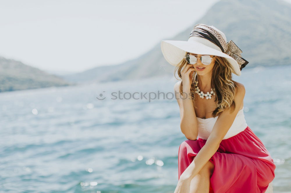 Image, Stock Photo Portrait of a young woman at Lake Garda