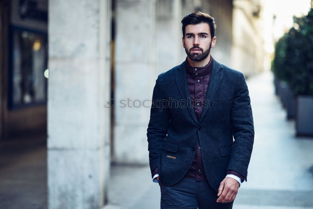 Image, Stock Photo Bearded man in urban background wearing british elegant suit