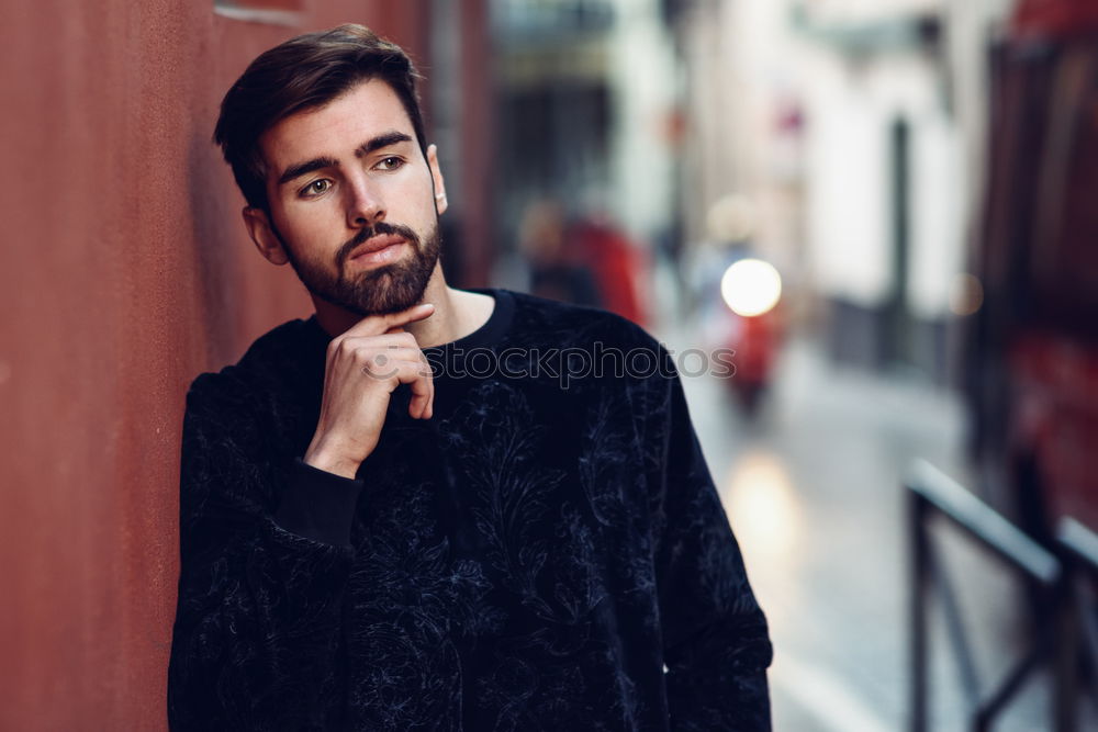 Similar – Image, Stock Photo Young man in urban background wearing casual clothes.