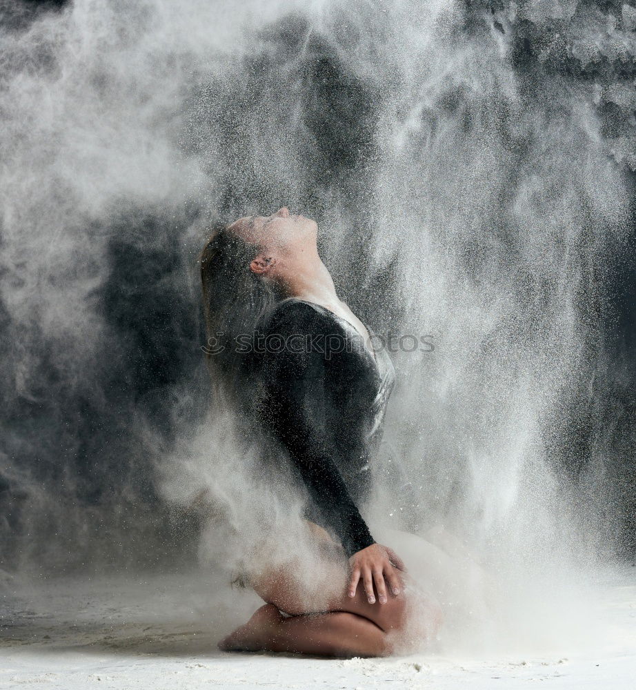 Similar – Image, Stock Photo Portrait of a young, sexy brunette woman, with lot of hair in the face, in white color painted decorative, lies on the floor. Creative expressive abstract body painting art, copy space.