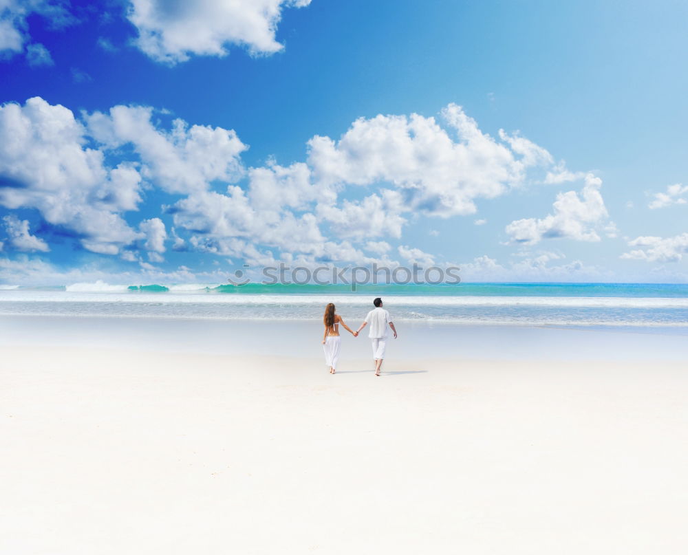 Image, Stock Photo Couple standing in the sea, Maldives