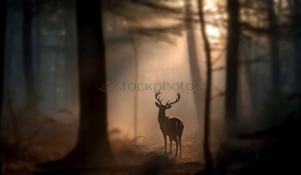 fallow deer hind in beautiful morning light