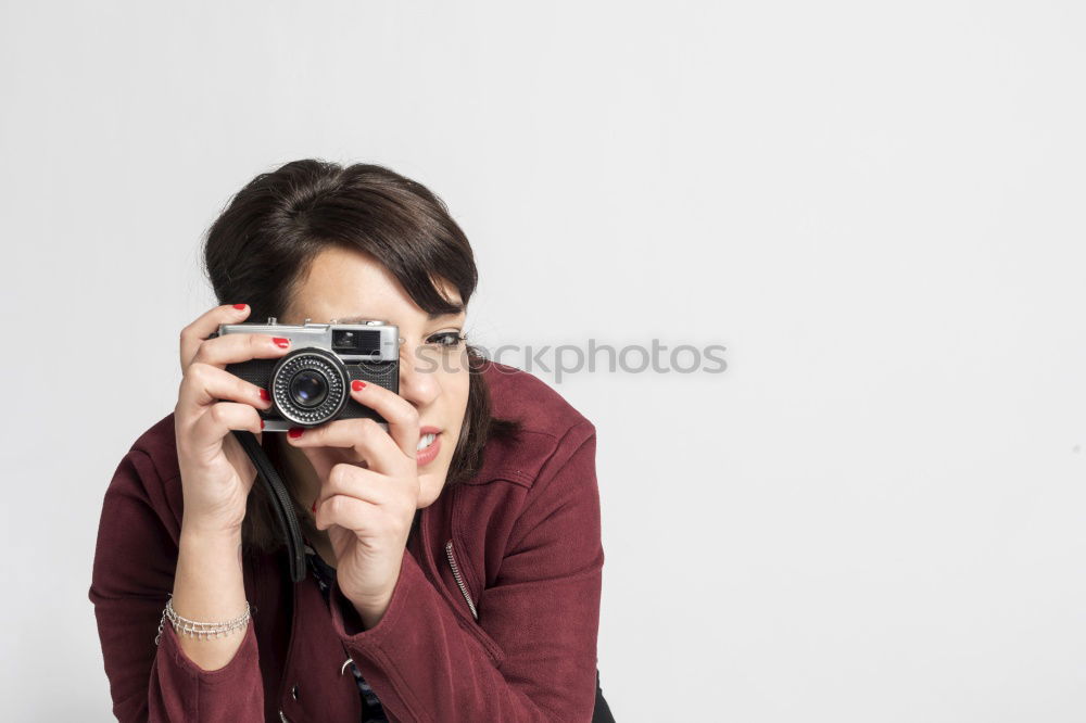 Similar – Image, Stock Photo Young woman taking a self portrait with her mobile phone