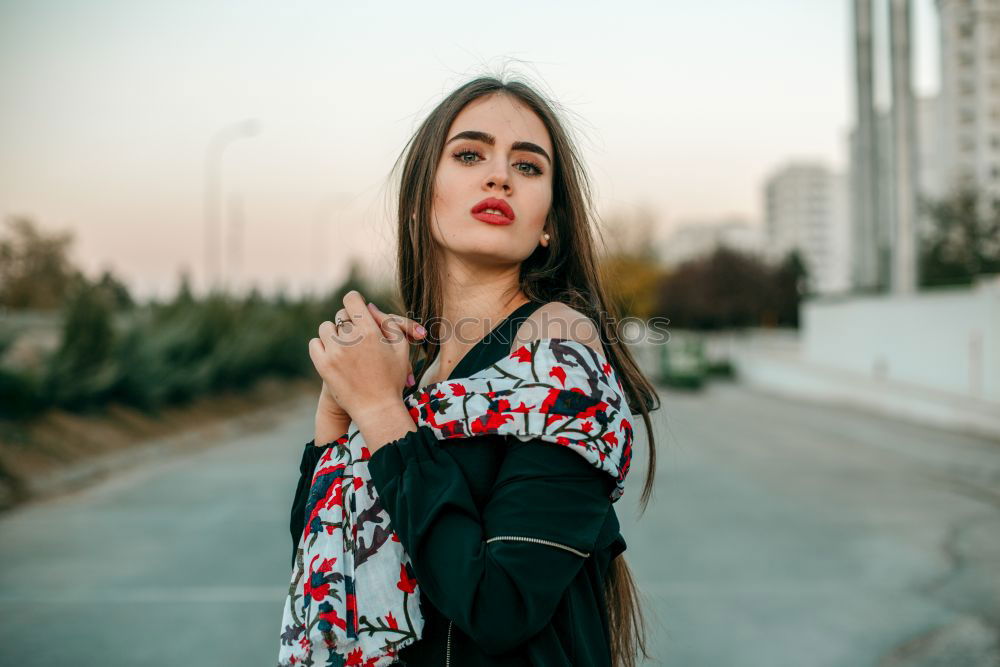 Similar – Image, Stock Photo Attractive woman standing on street