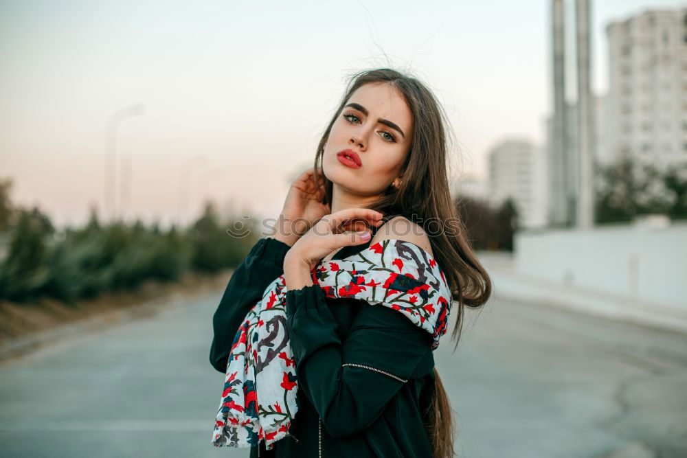Similar – Image, Stock Photo Attractive woman standing on street