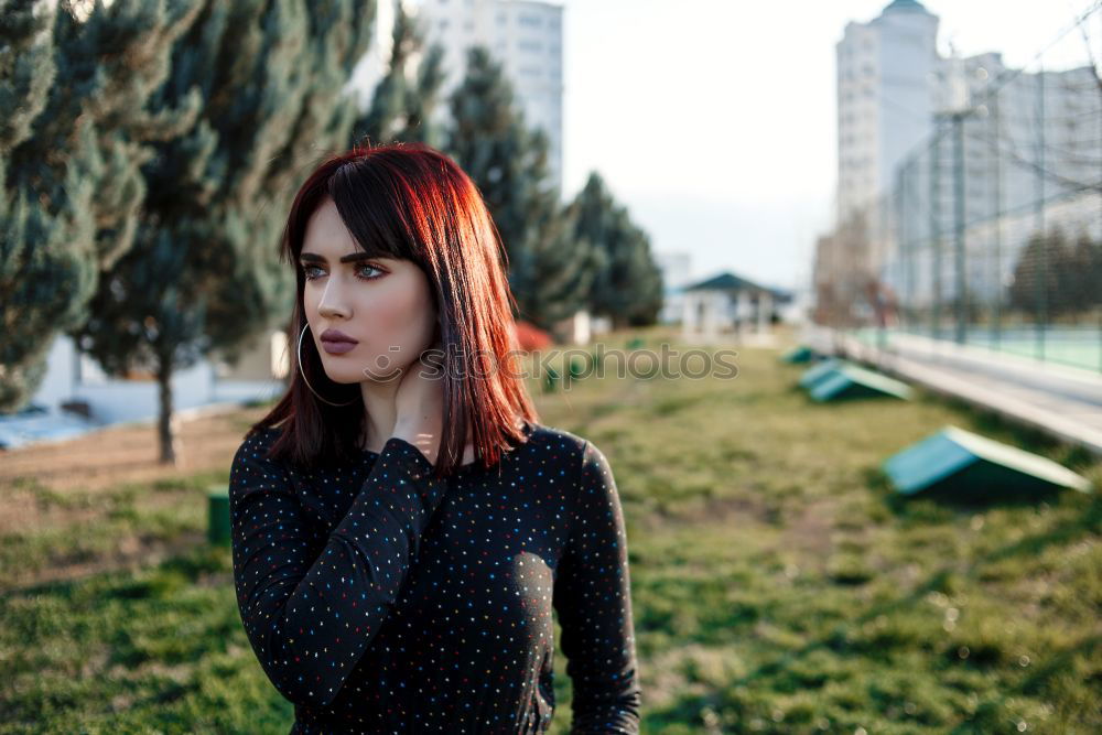 Similar – Young woman at harbor