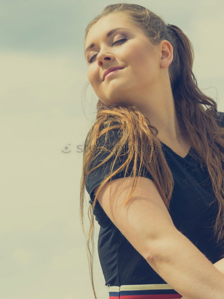 Similar – Image, Stock Photo Woman warming up before outdoor workout