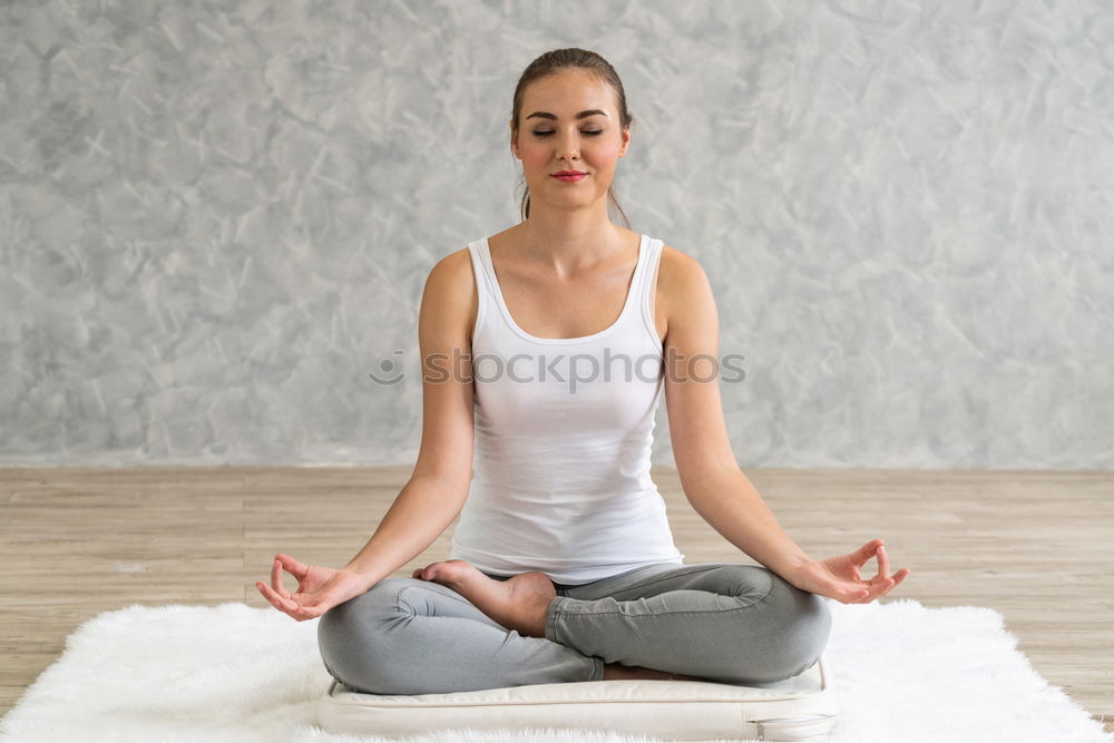 Similar – Teen girl doing yoga at home