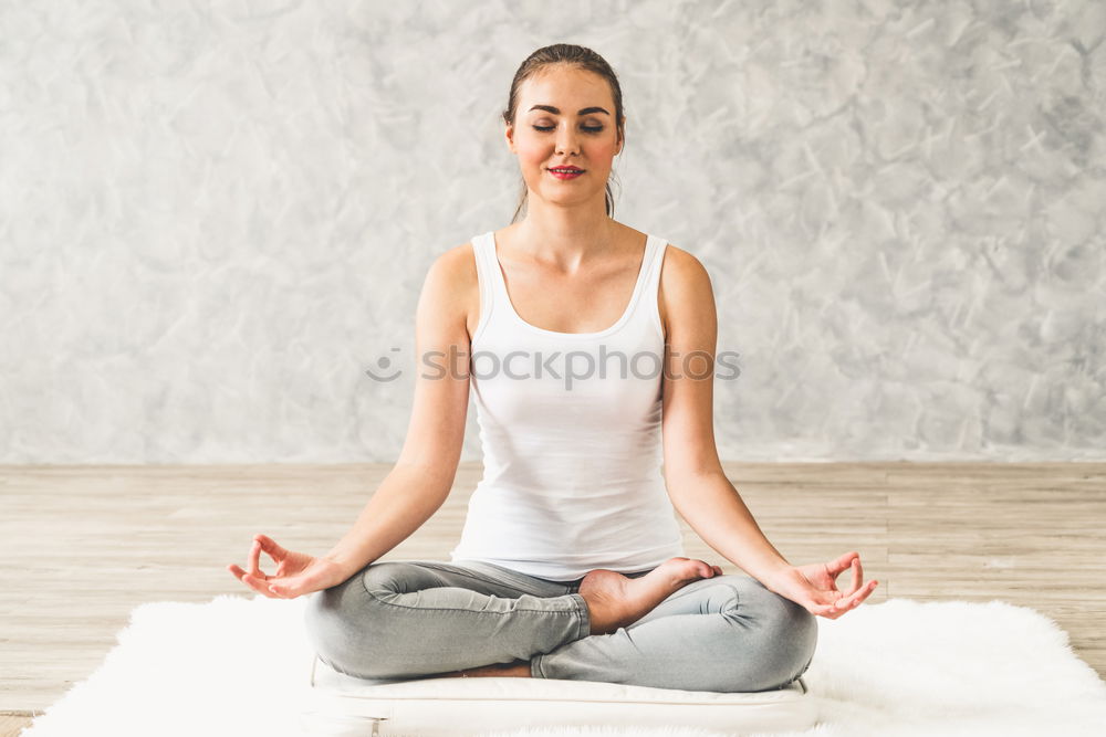 Similar – Teen girl doing yoga at home