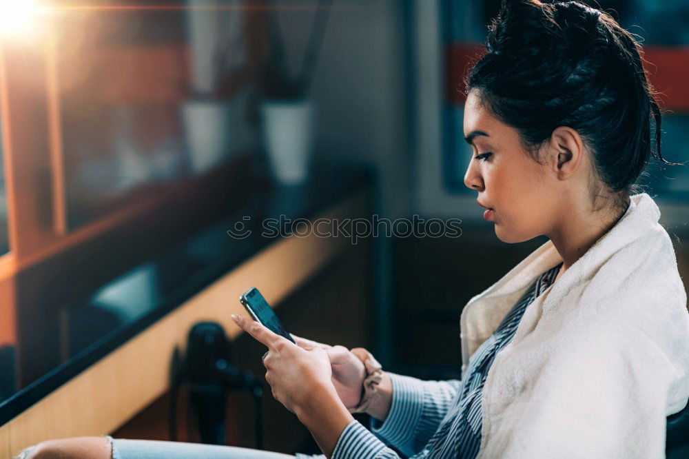 Similar – Image, Stock Photo Pretty Asian woman touching lamp