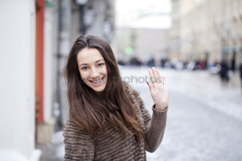 Similar – Image, Stock Photo Brunette woman texting on her mobile phone