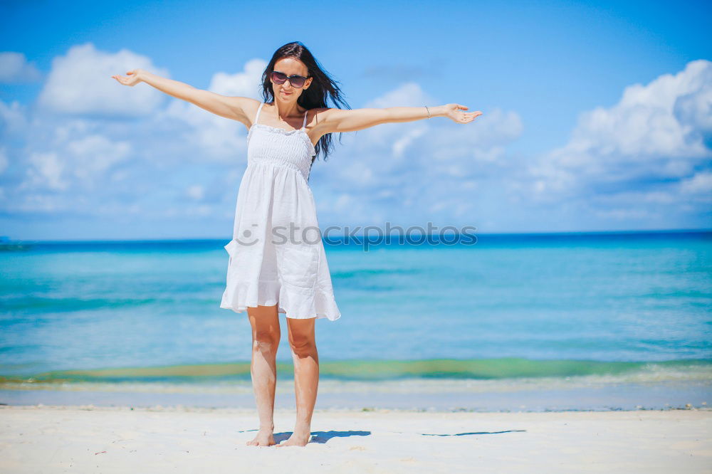 Similar – Image, Stock Photo Little girl standing on the beach