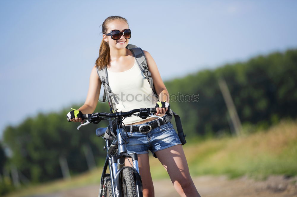 Similar – Foto Bild Hübsche Frau mit Fahrrad