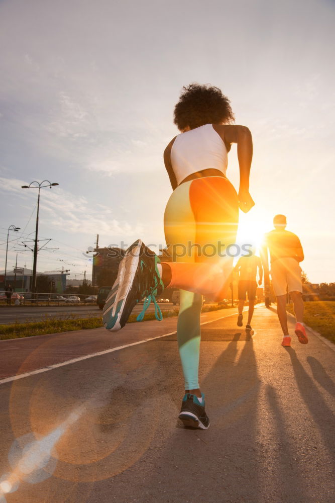 Similar – Image, Stock Photo Close up of legs of runner in the city.