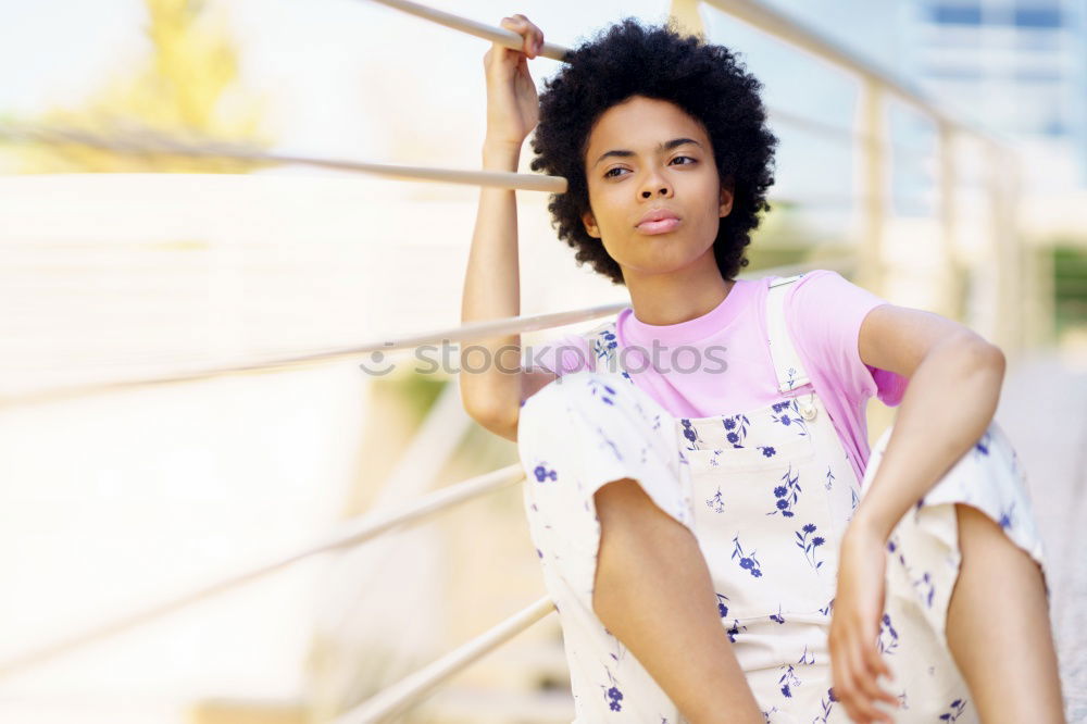 Similar – Image, Stock Photo Cheerful women posing at fence