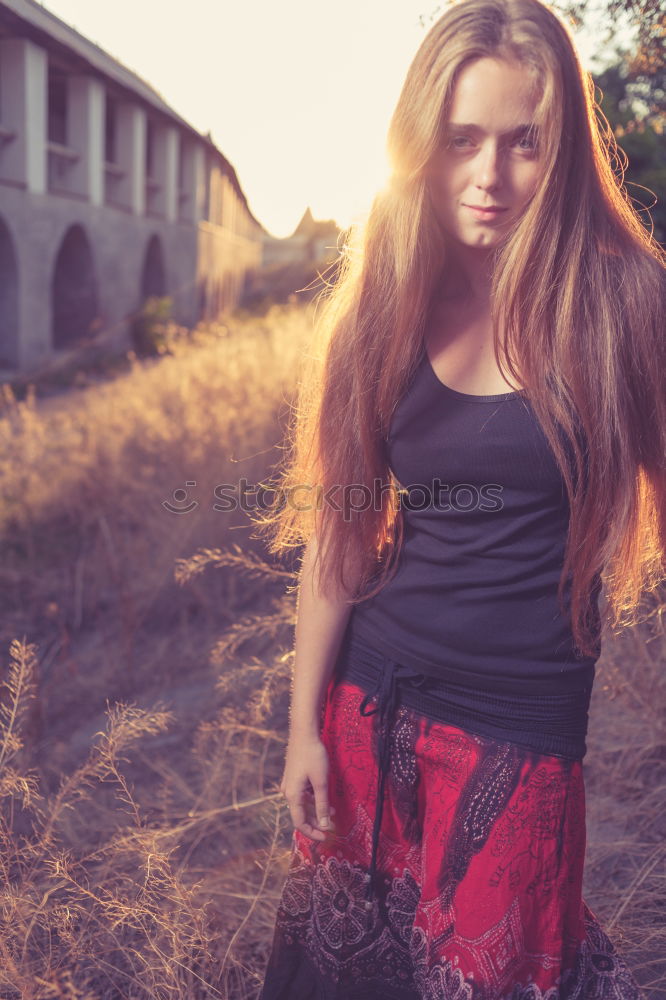 Similar – Image, Stock Photo stylish girl / model on wall with metal frame