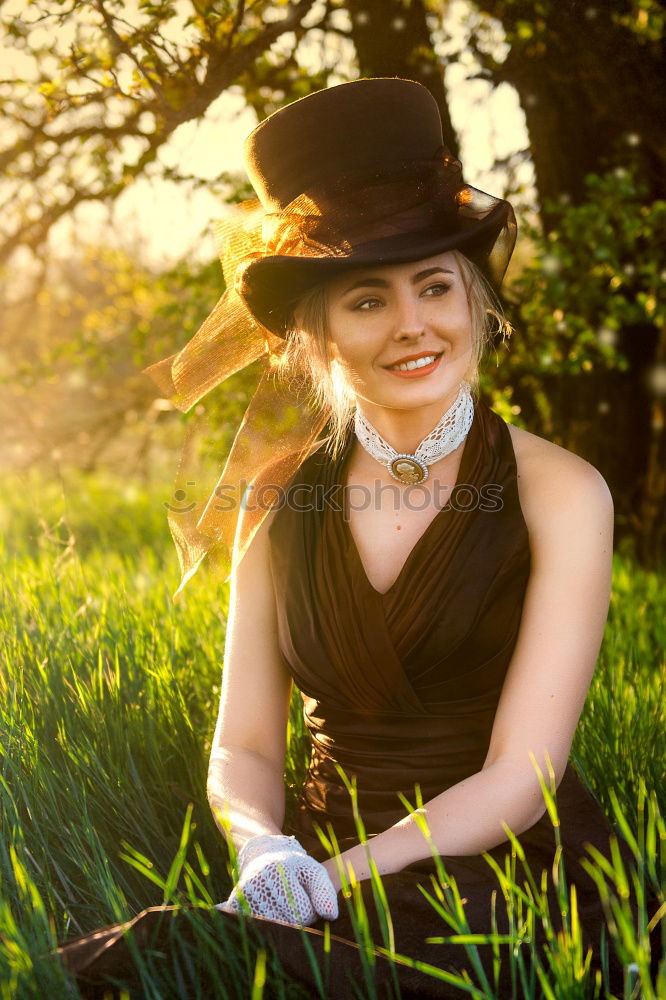 Similar – A Young Woman Standing in the Woods