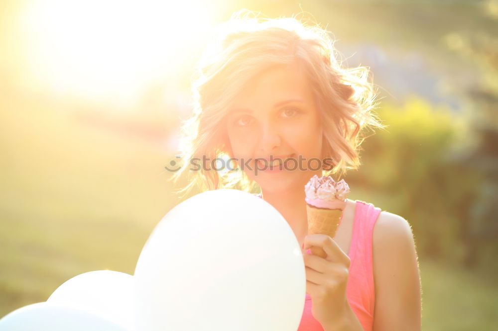 Similar – Image, Stock Photo Happy woman with red hair and yellow dress