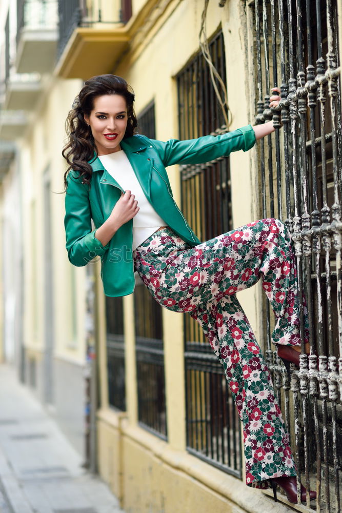 Image, Stock Photo Young woman, model of fashion, smiling outdoors