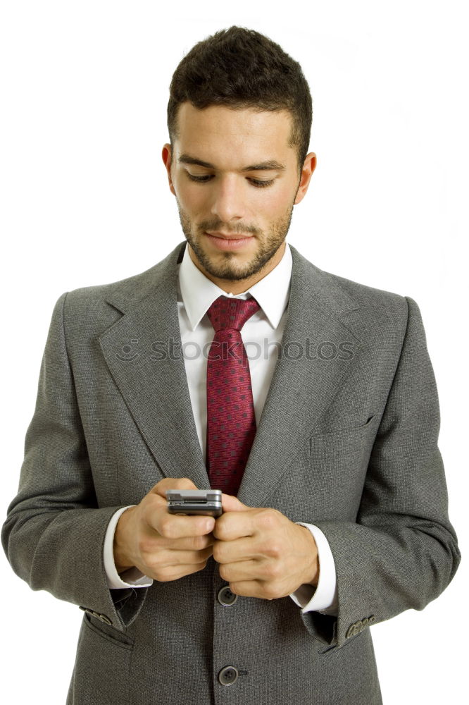 Similar – Image, Stock Photo Businessman Texting on his Phone in the Street