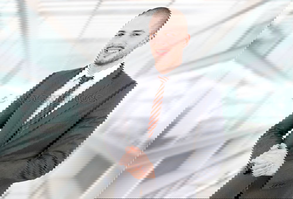 Similar – Image, Stock Photo portrait of young  businessman smiling at the airport with suit