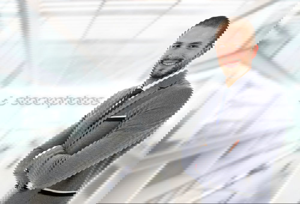 Similar – Image, Stock Photo portrait of young  businessman smiling at the airport with suit