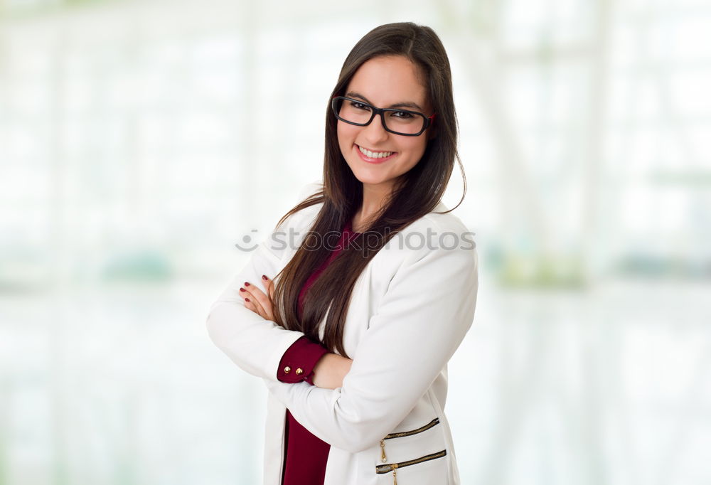 Image, Stock Photo Woman in whites at modern building