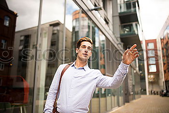 Similar – Image, Stock Photo man front walking at the airport using mobile phone