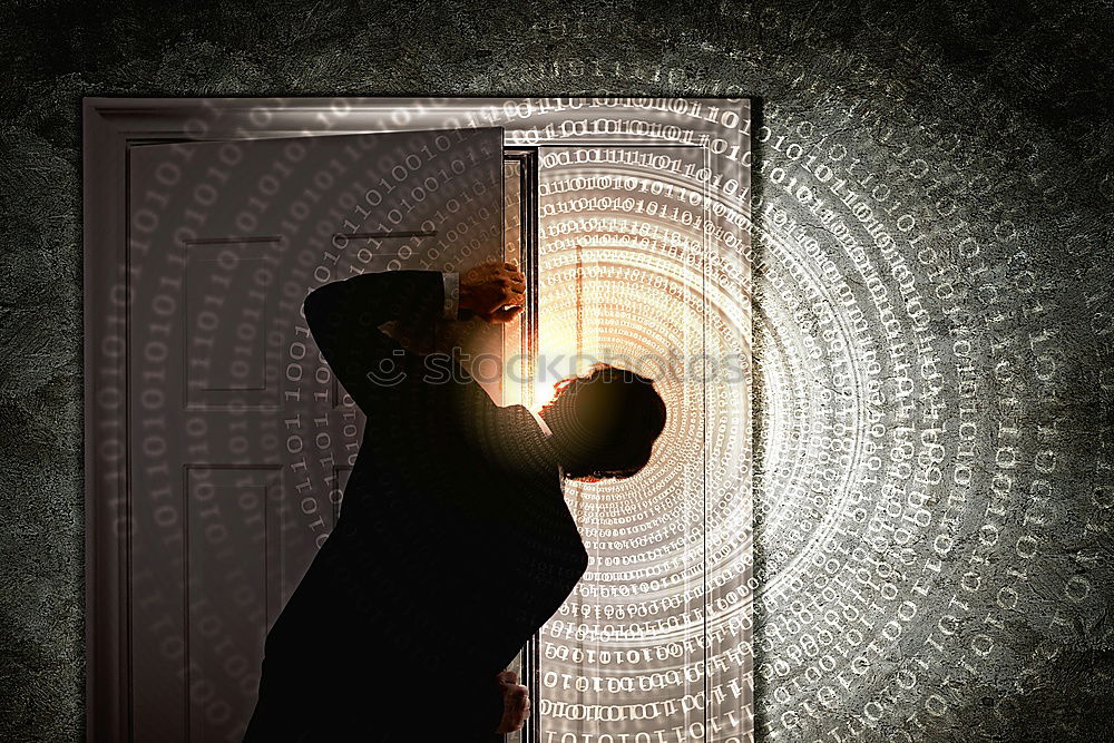 Image, Stock Photo Teenager poses in the old window of the abandoned building