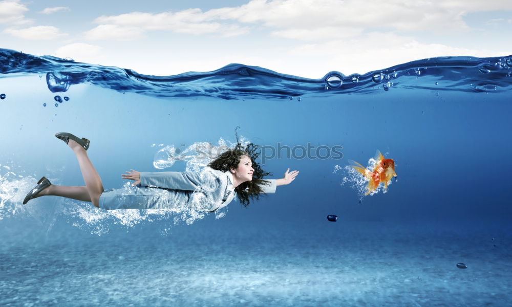 Similar – Image, Stock Photo Snorkeling under the (water) mirror