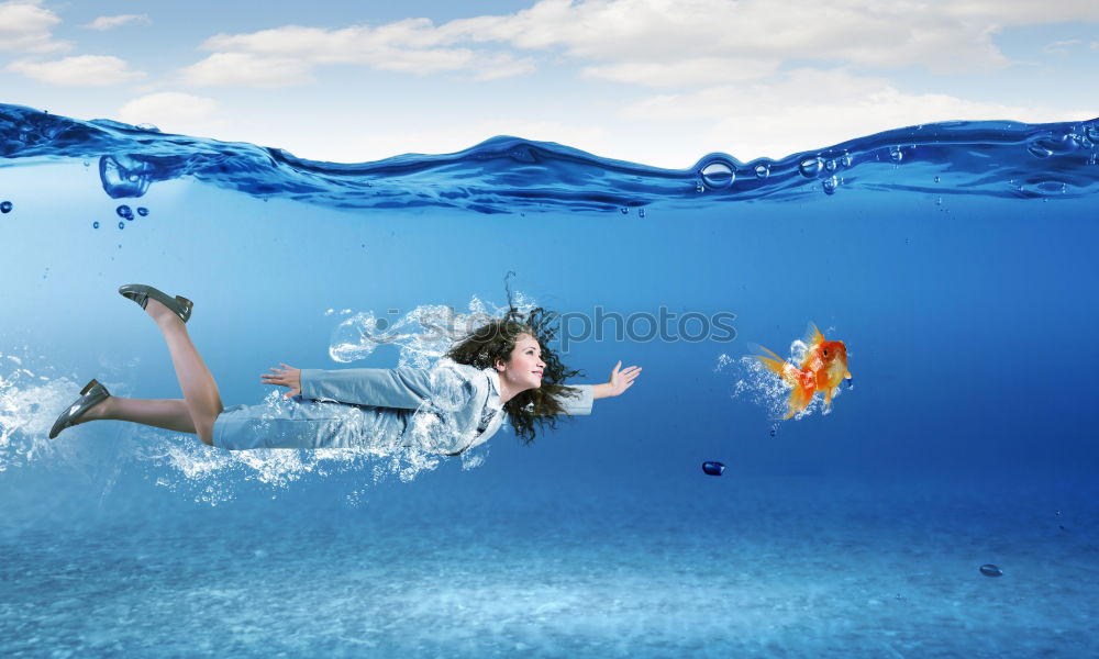 Similar – Image, Stock Photo Snorkeling under the (water) mirror