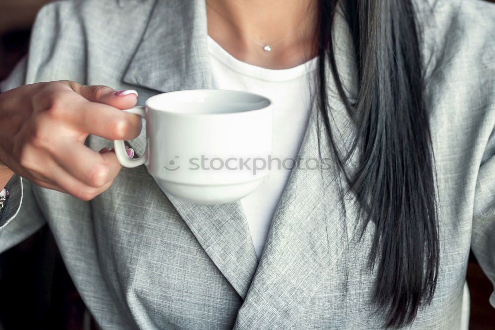 Similar – Image, Stock Photo Woman drink a tea, fall time. Outdoor