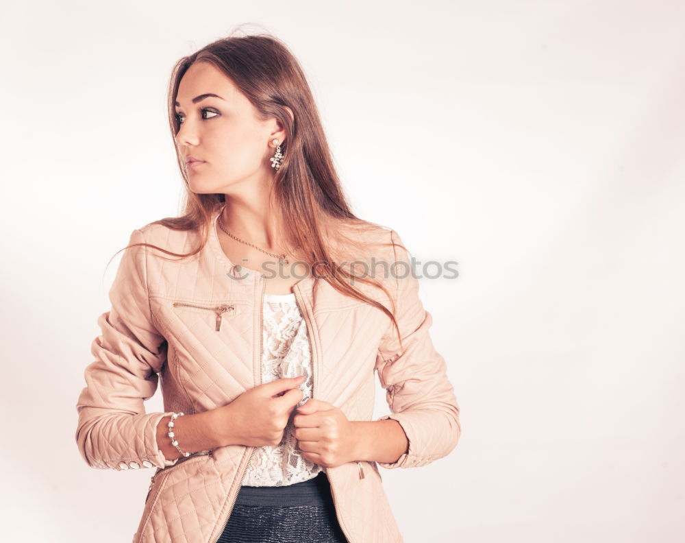 Similar – Young woman posing on stairs on street