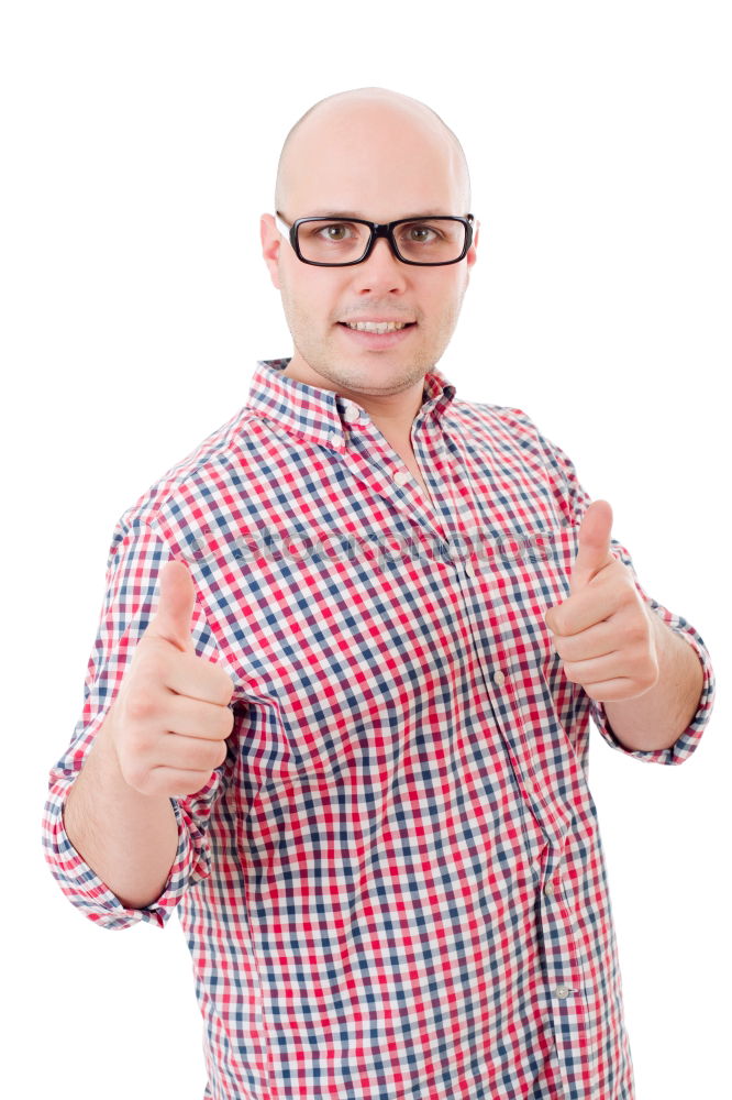 Similar – Image, Stock Photo MainFux | Man with glasses and bald head looks mischievously into the camera