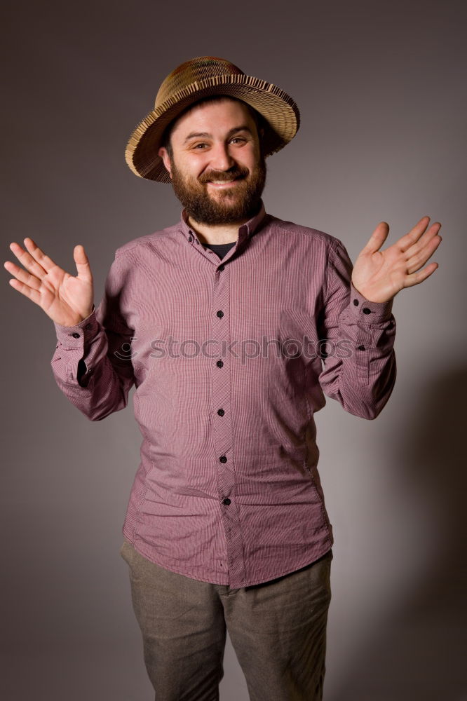 Similar – Image, Stock Photo Portrait of a hipster guy putting silly face