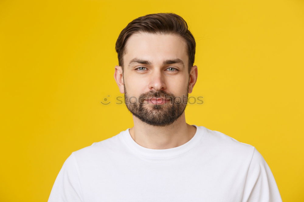 Image, Stock Photo Adult stylish man in costume near orange wall