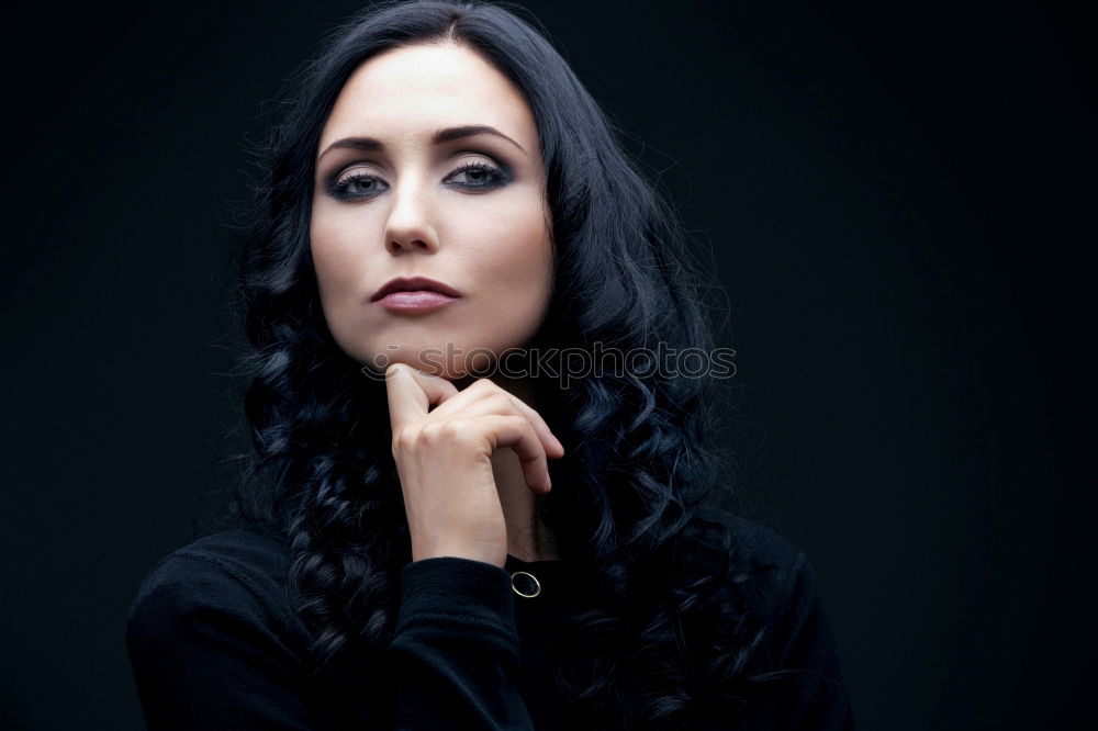 Similar – Image, Stock Photo young Girl in depression on dark background