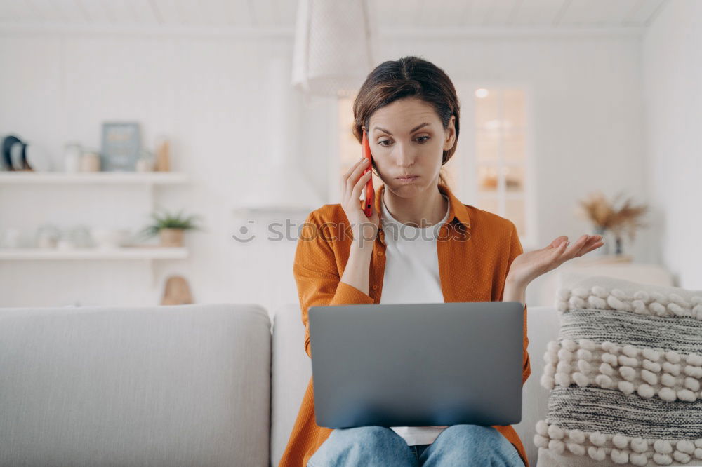 Similar – Image, Stock Photo afrcian woman on her cellphone while looking at laptop