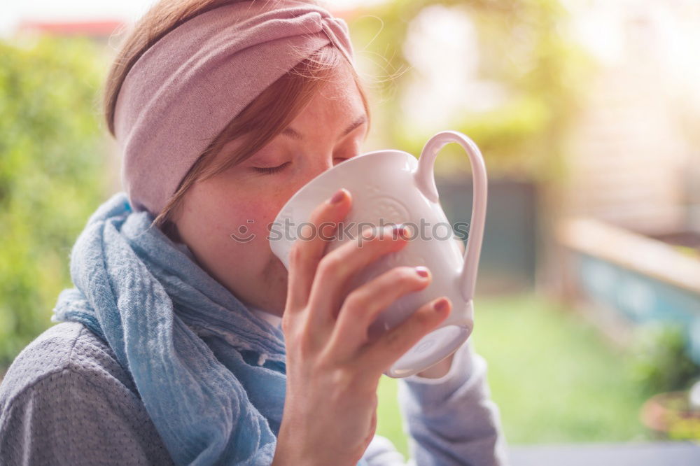 Similar – Image, Stock Photo Beautiful young woman drinking coffee