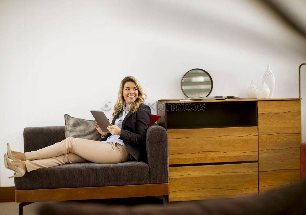 Similar – Image, Stock Photo Young black lady sleeping on sofa at home