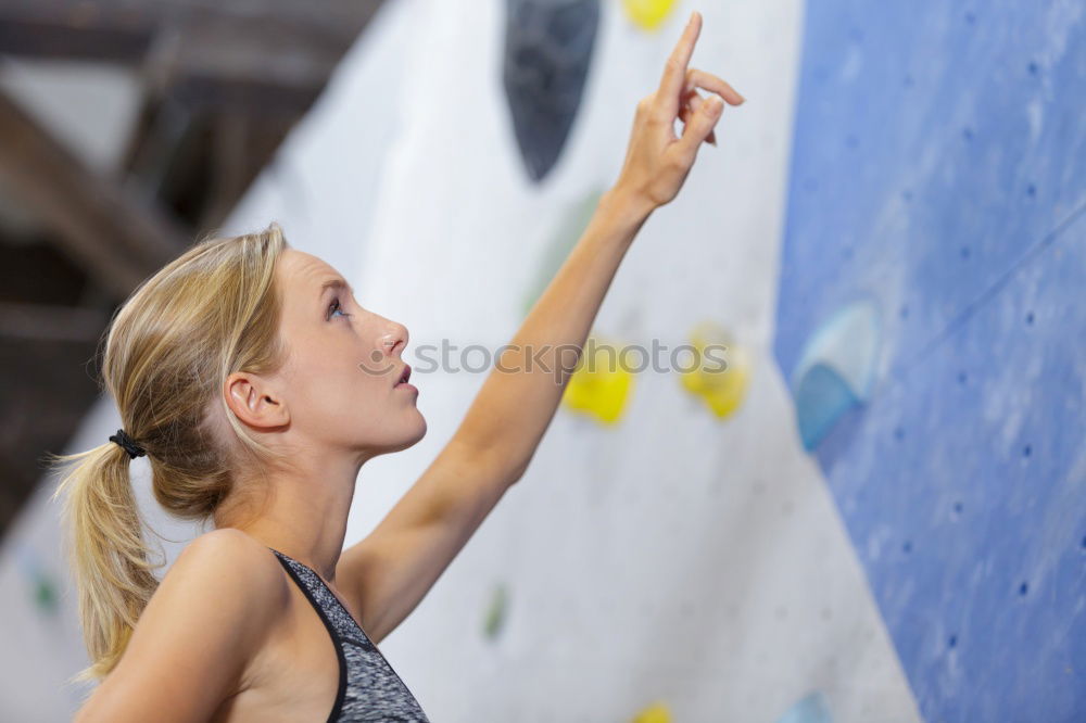 Similar – Image, Stock Photo little boy climbing a rock wall indoor