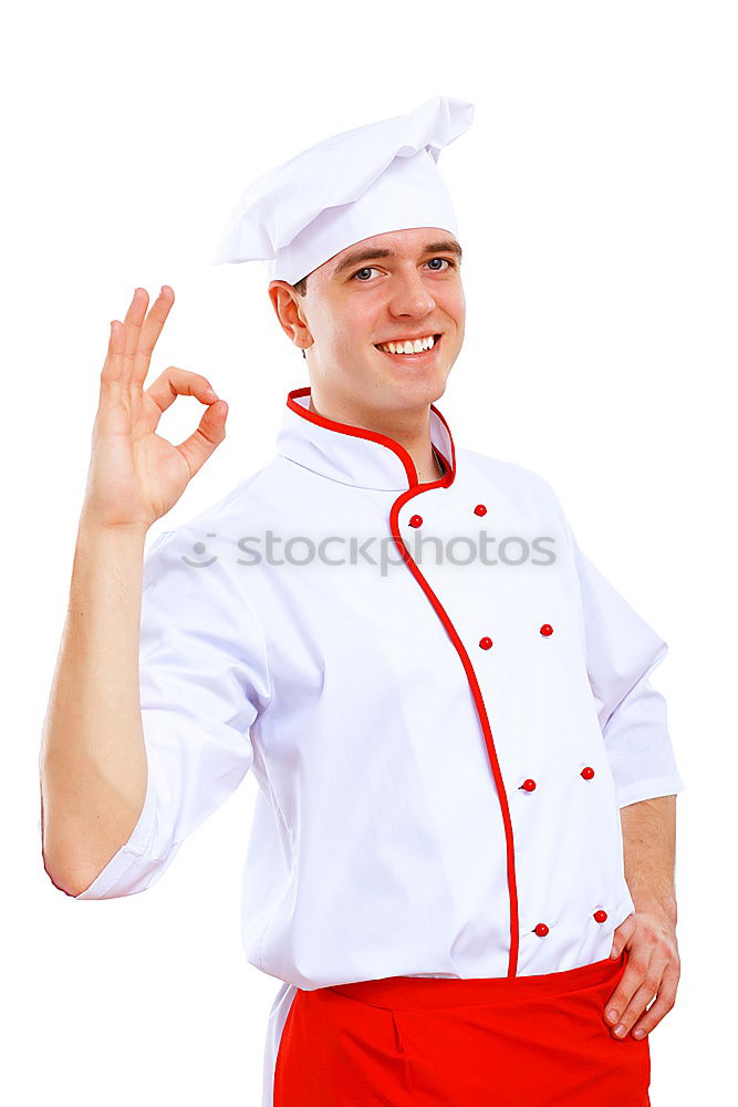 Similar – Image, Stock Photo cook holding an empty round white frying pan