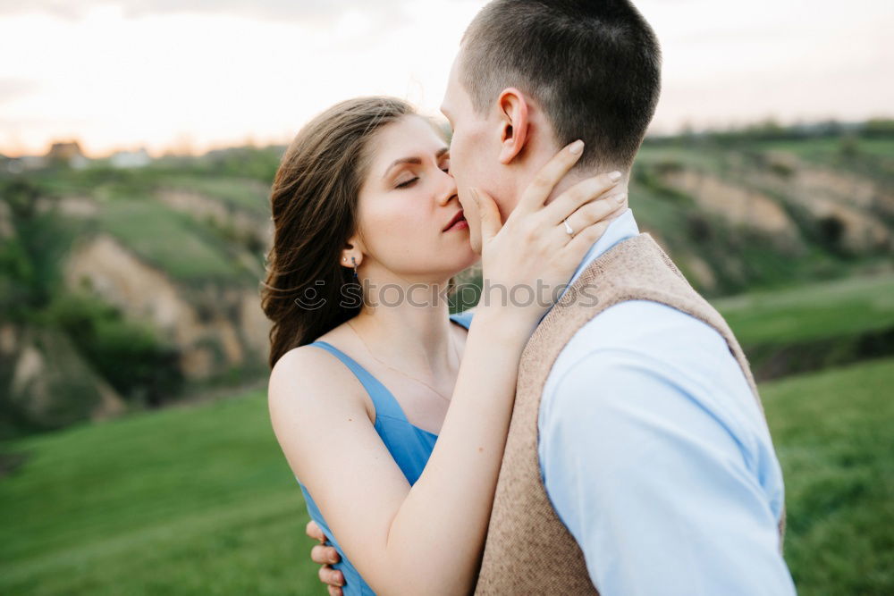 happy lovers on Holiday in the alps mountains